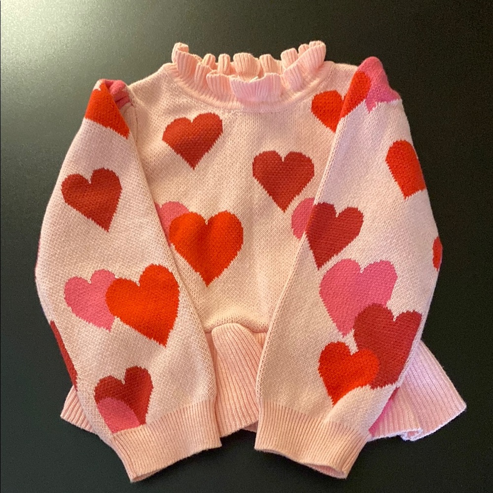 Heart Patterned Pink Sweater